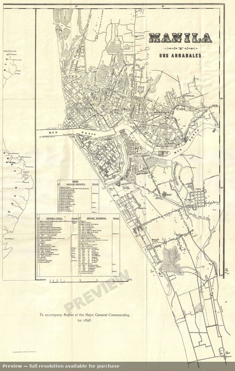 Antique map: Manila, 1898