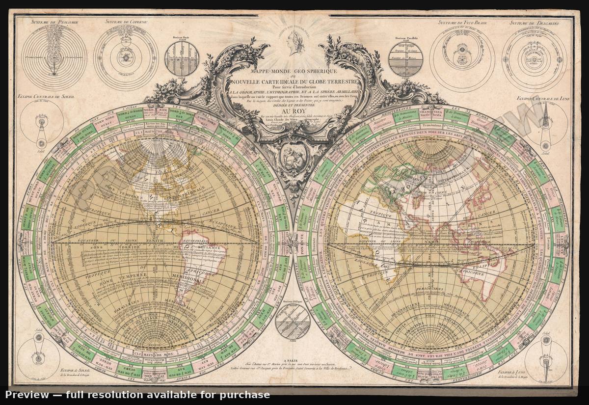 Antique map: Mappe Monde, 1760