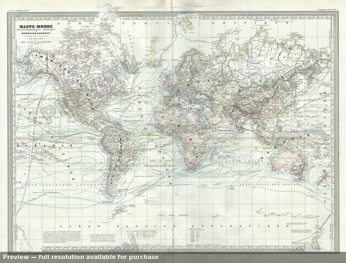 Antique map: Mappe Monte Planispherique, 1860
