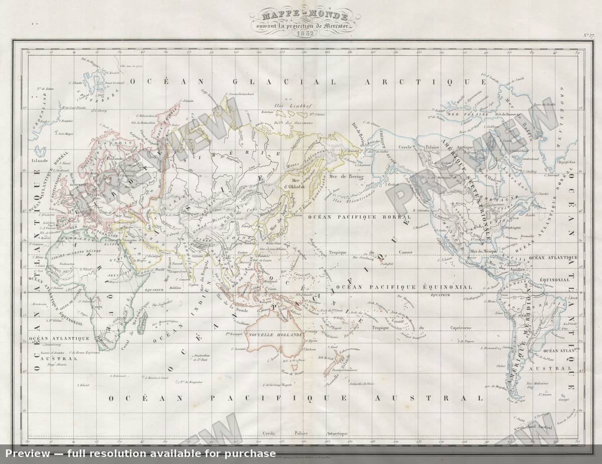 Antique map: Mappemonde, 1832, 1832