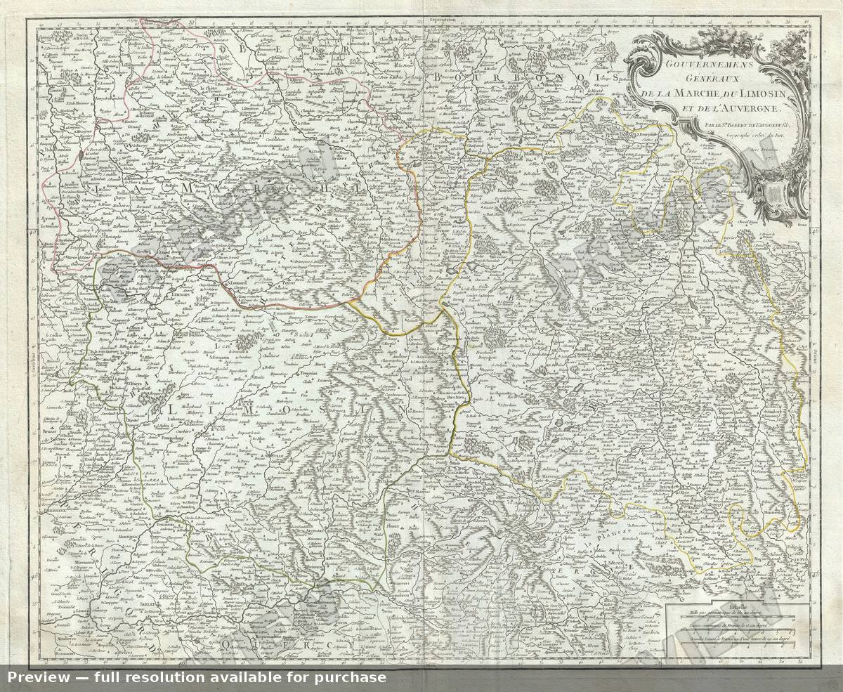 Antique map: Marche Limosin, 1757, 1757
