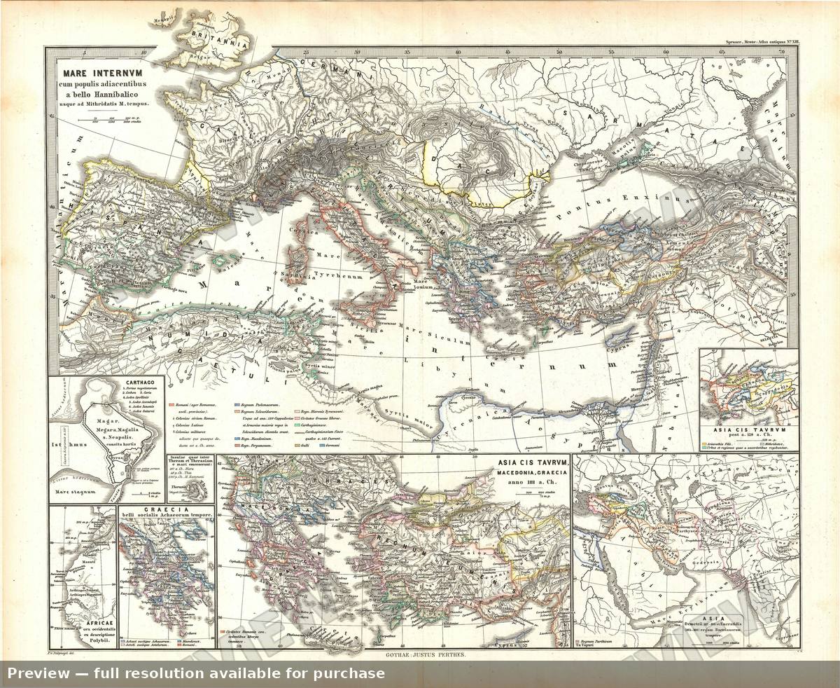 Antique map: Mare Internum, 1865, 1865