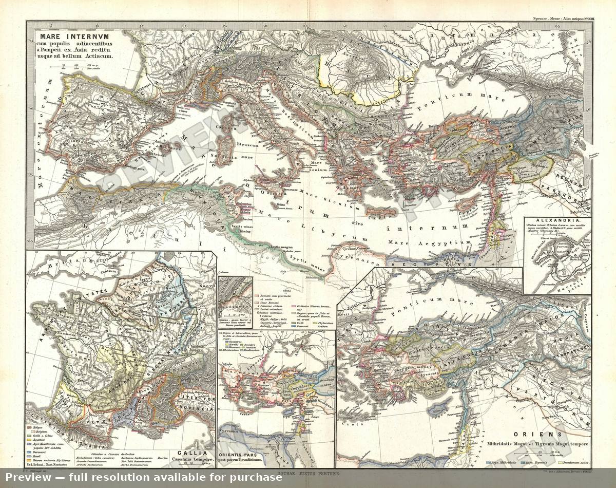 Antique map: Mare Internum Pompeii, 1865