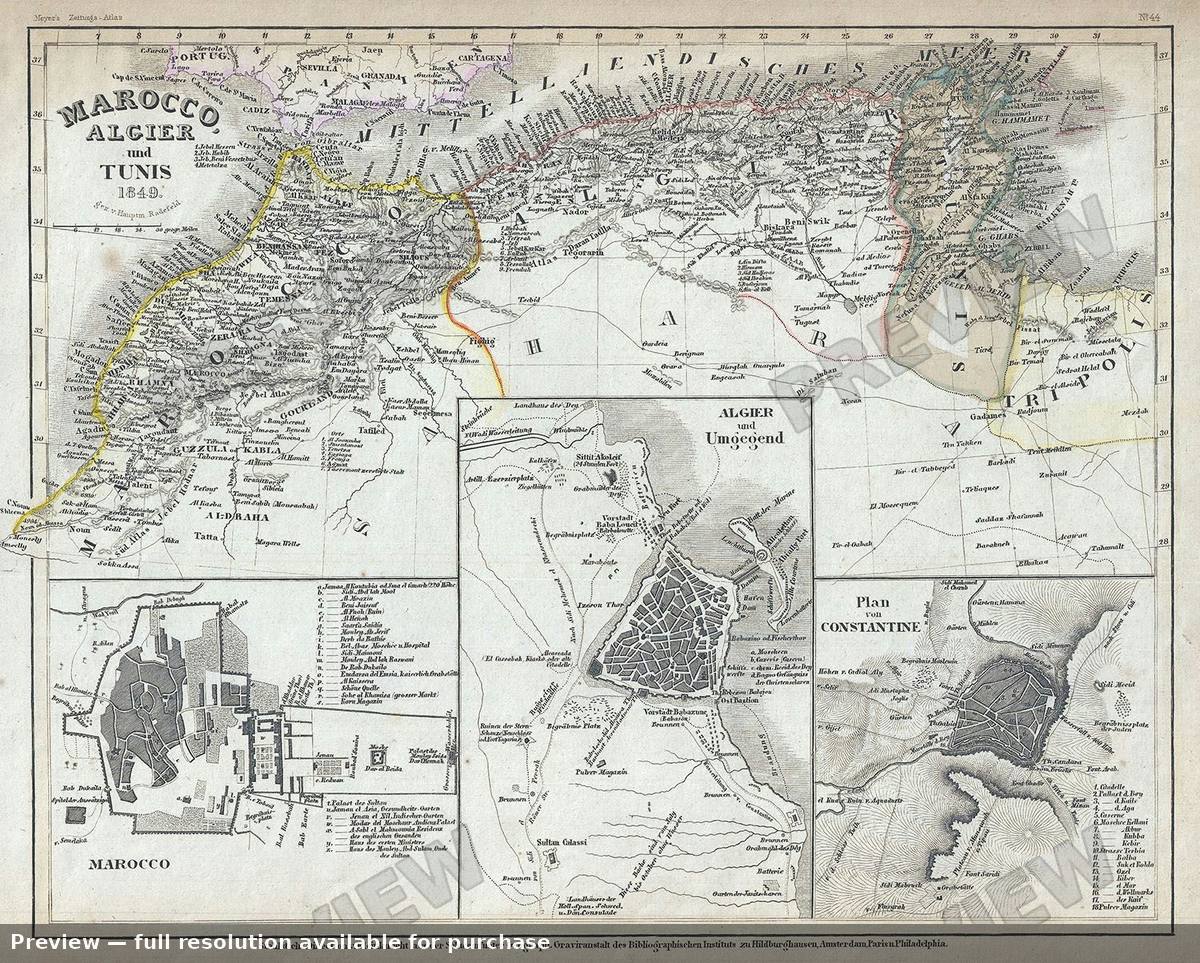 Antique map: Marocco, 1849