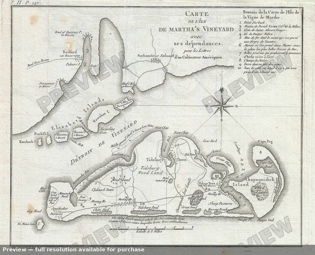 Antique map: Marthas Vineyard, 1785