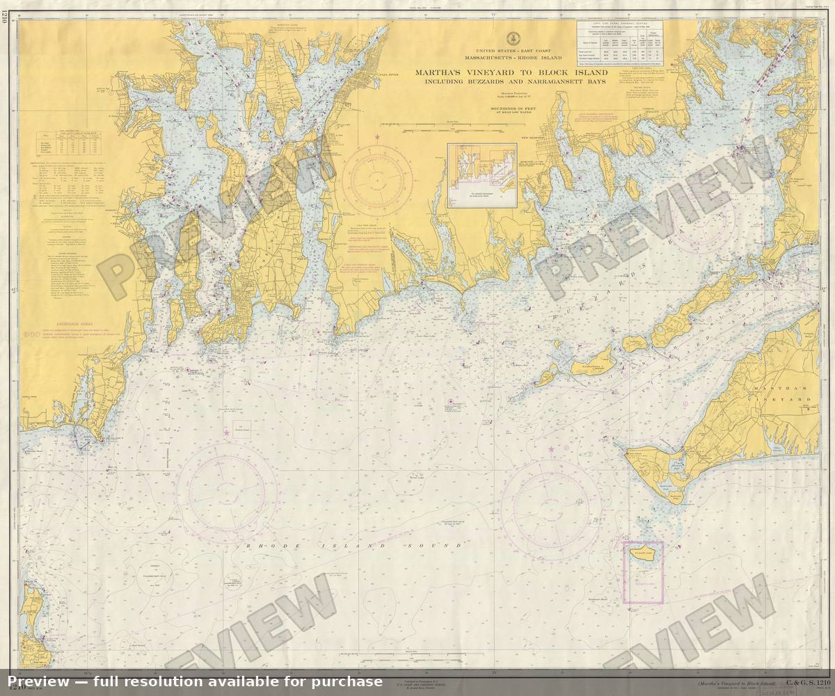 Antique map: Marthas Vineyard Buzzard Bay, 1958, 1958