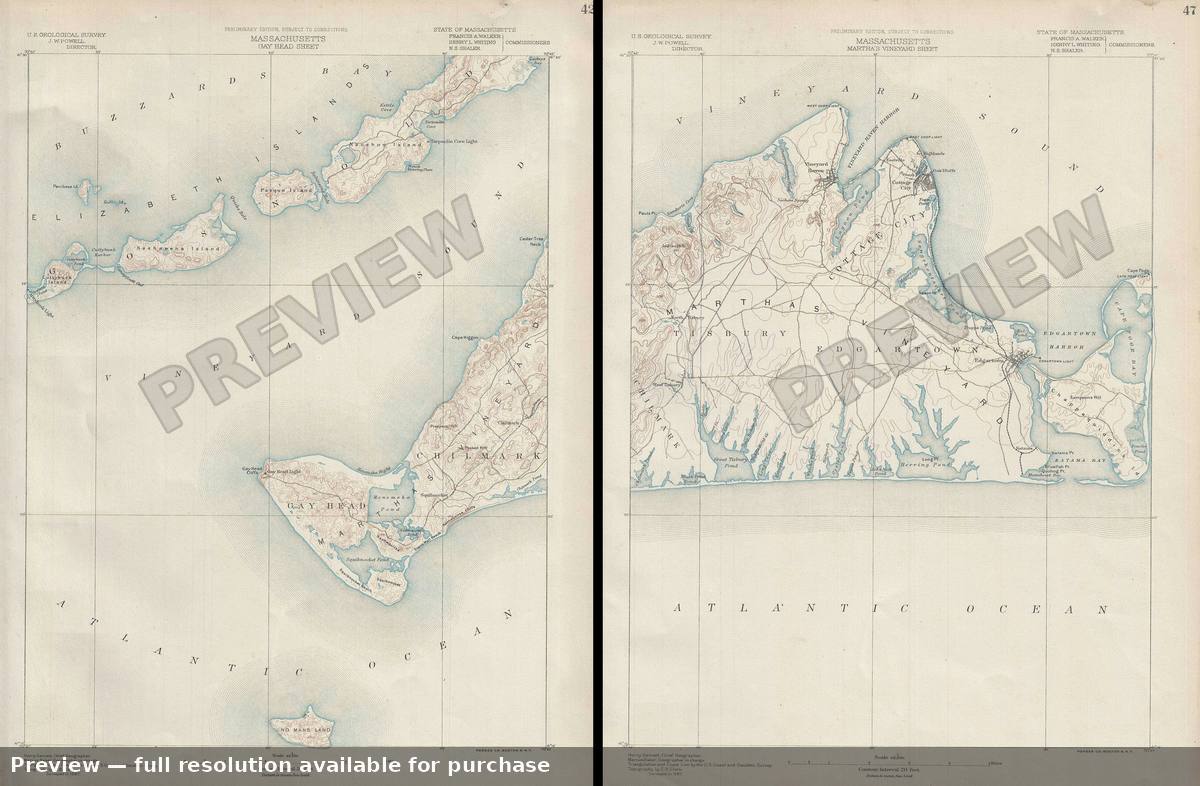 Antique map: Marthas Vineyard Gay, 1890