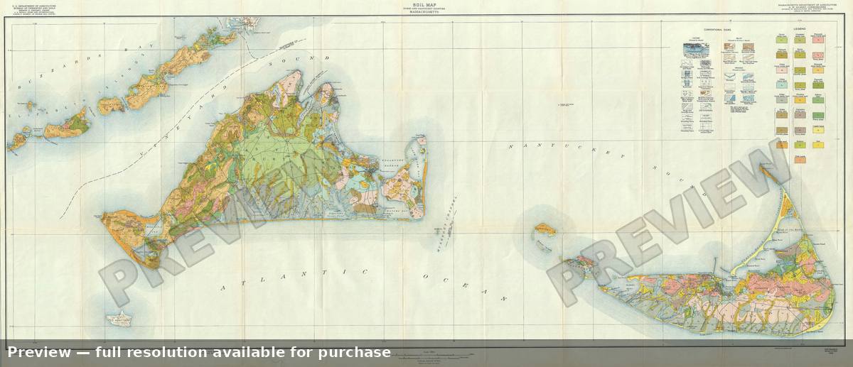 Antique map: Marthas Vineyard Nantucket 2, 1925, 1925
