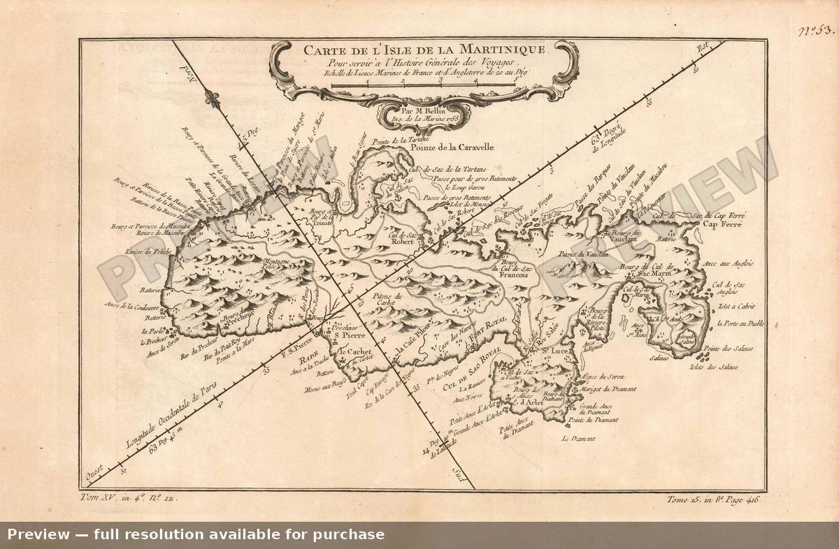 Antique map: Martinique, 1780
