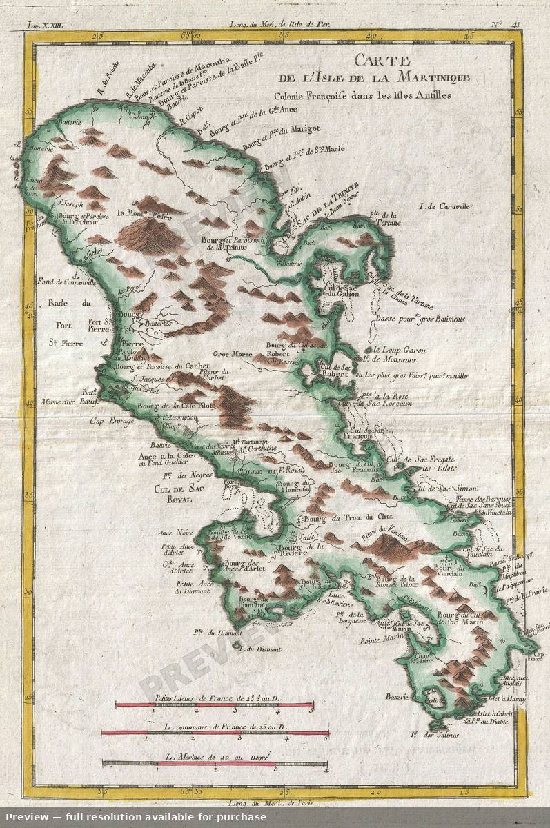Antique map: Martinique, 1780, 1780