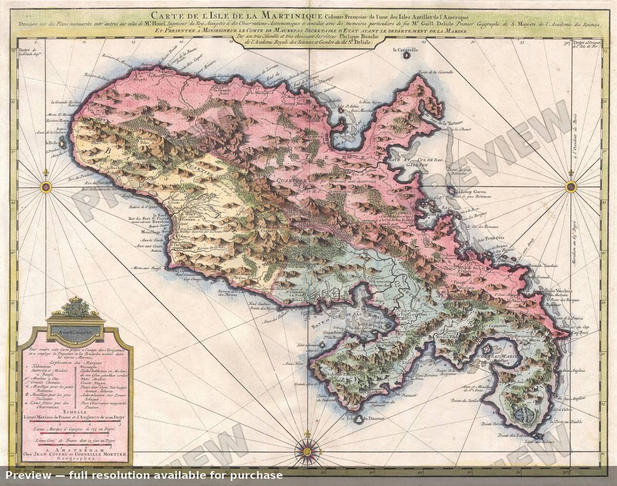 Antique map: Martinique, 1742