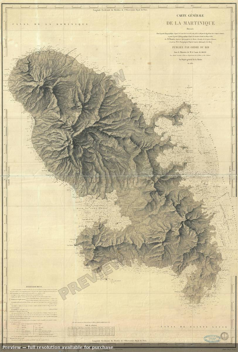 Antique map: Martinique, 1851