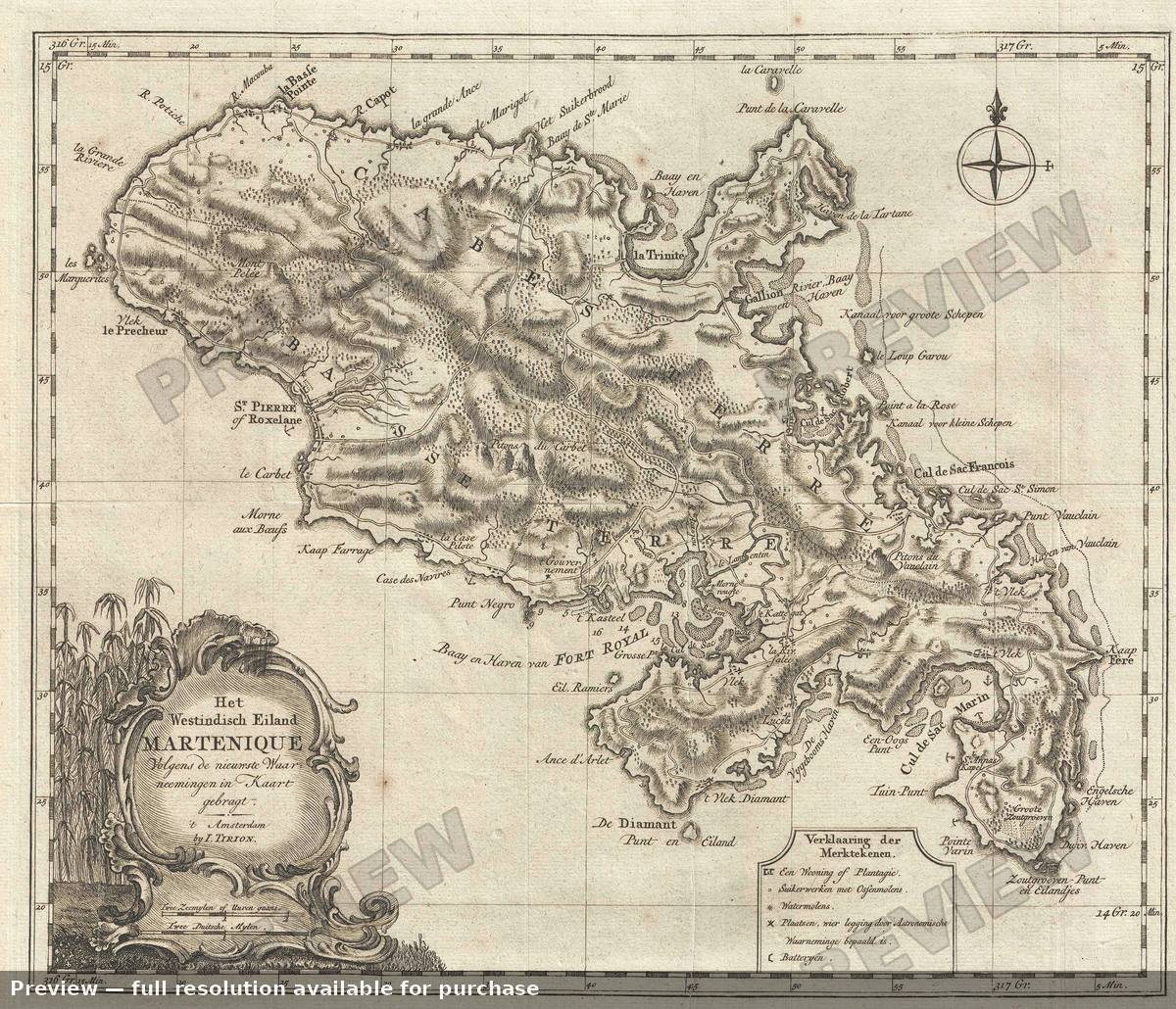 Antique map: Martinique, 1765, 1765