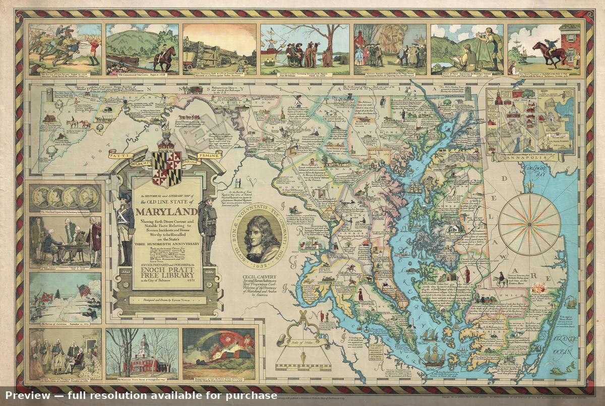 Antique map: Maryland, 1931, 1931