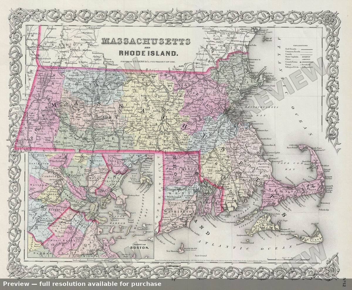 Antique map: Massachusetts, 1856, 1856