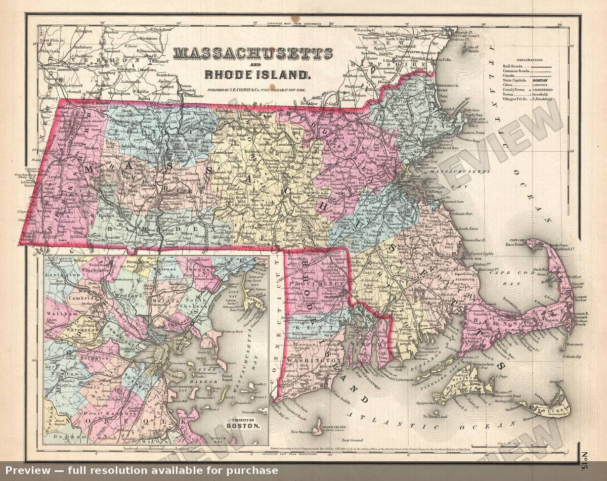 Antique map: Massachusetts, 1857, 1857