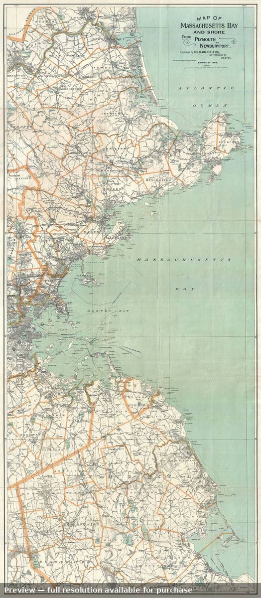 Antique map: Massachusetts Bay, 1898, 1898