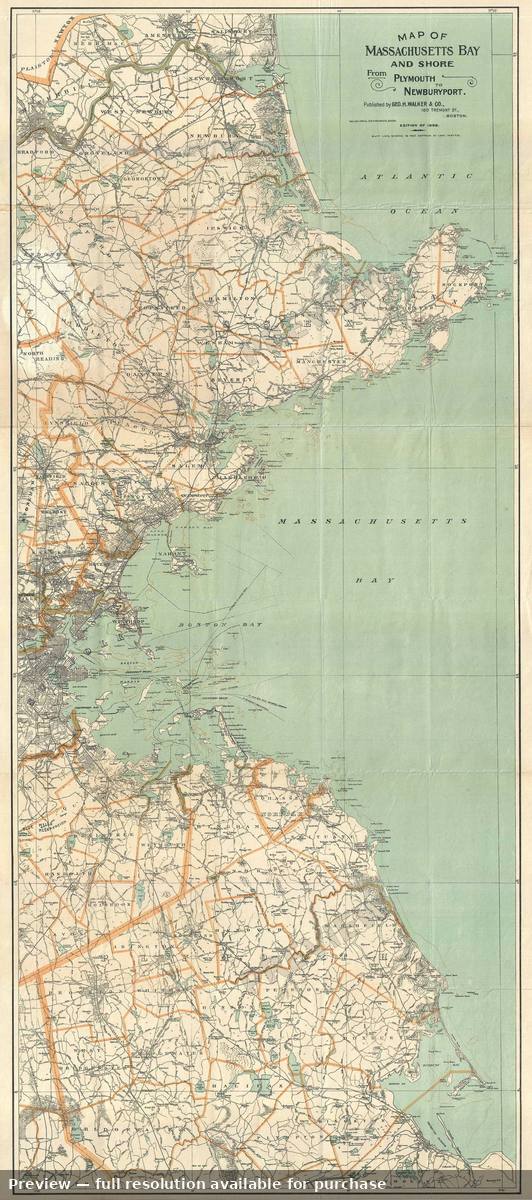 Antique map: Massachusetts Bay 2, 1898, 1898