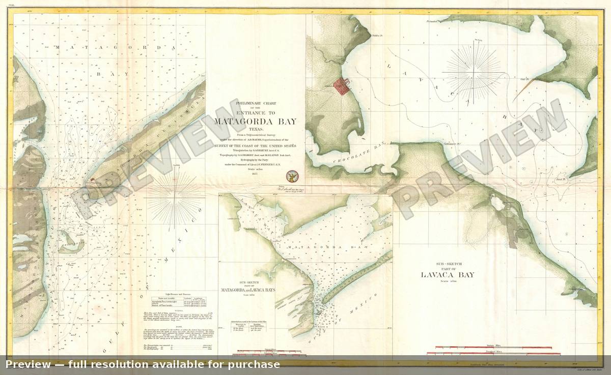 Antique map: Matagorda Bay, 1857, 1857