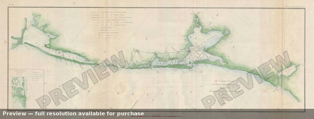 Antique map: Matagorda Galveston, 1855, 1855