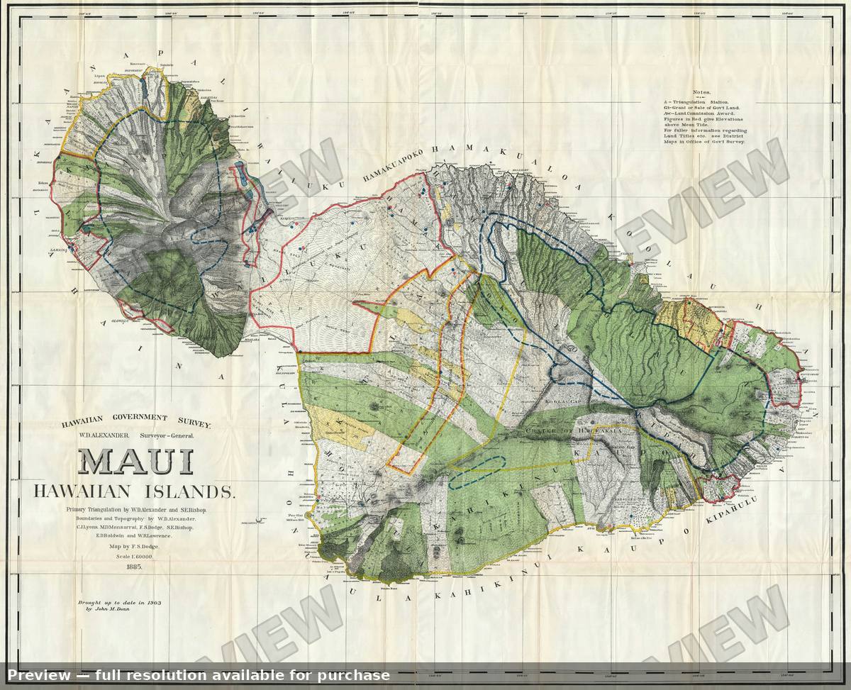 Antique map: Maui, 1885