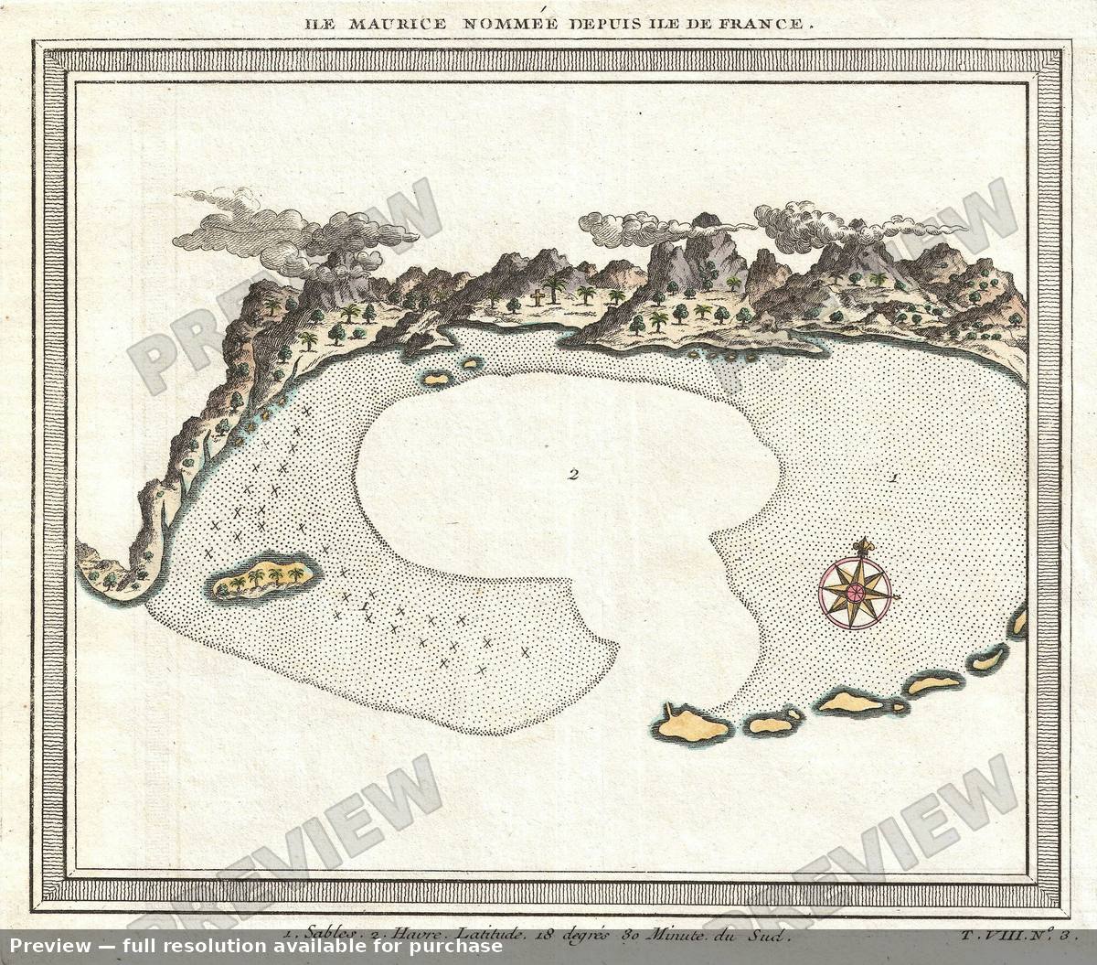 Antique map: Mauritius, 1750
