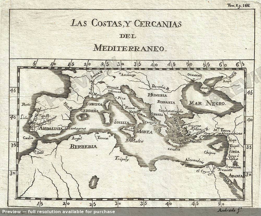 Antique map: Mediterranean, 1754, 1754