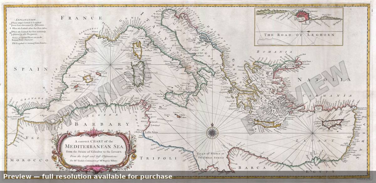 Antique map: Mediterranean, 1845, 1845