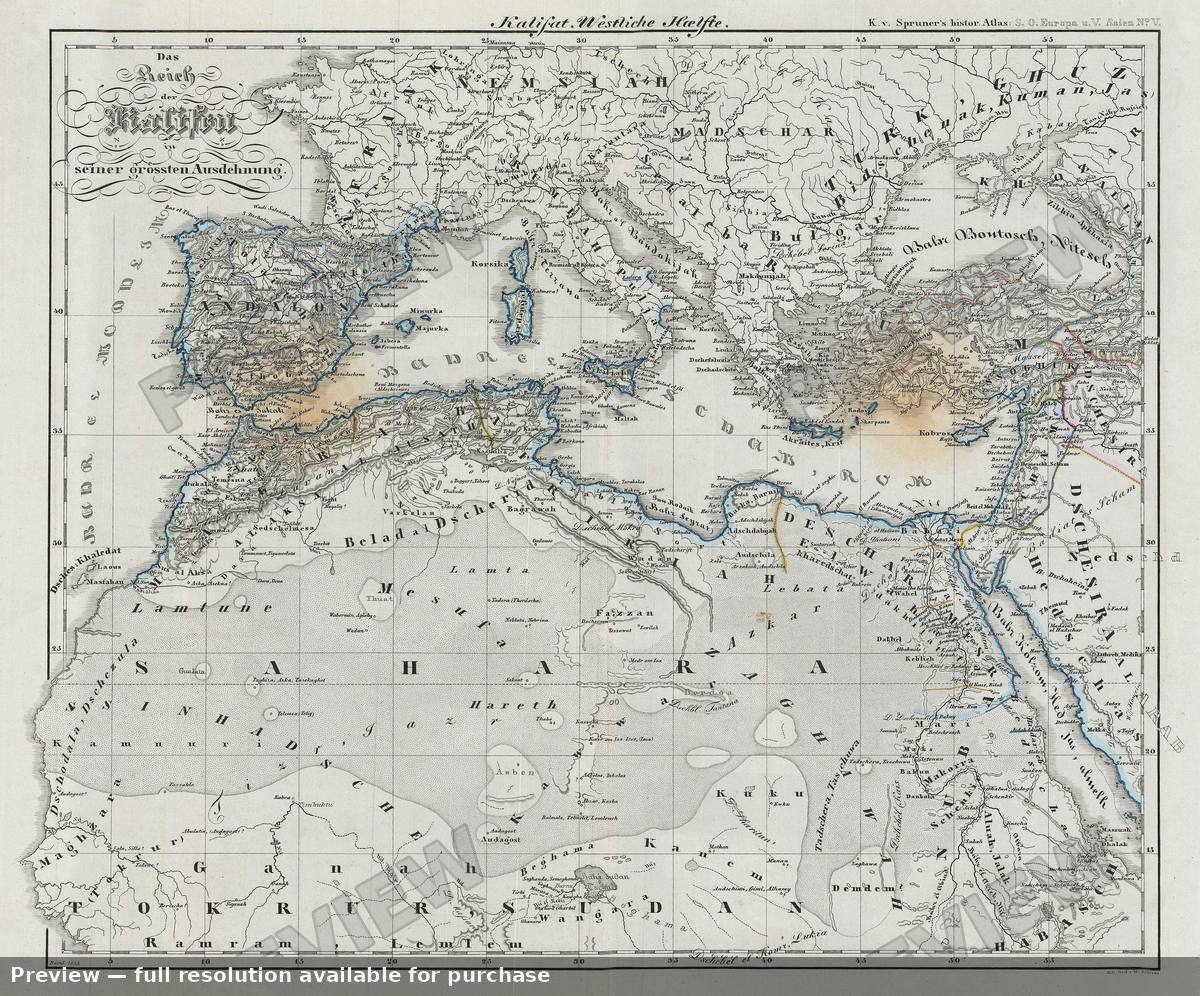 Antique map: Mediterranean, 1854