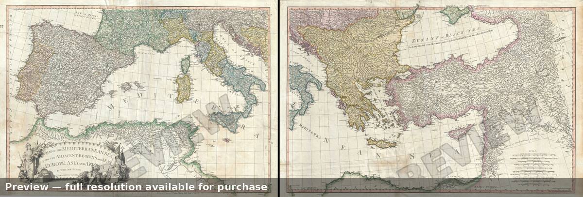 Antique map: Mediterranean Sea, 1785, 1785