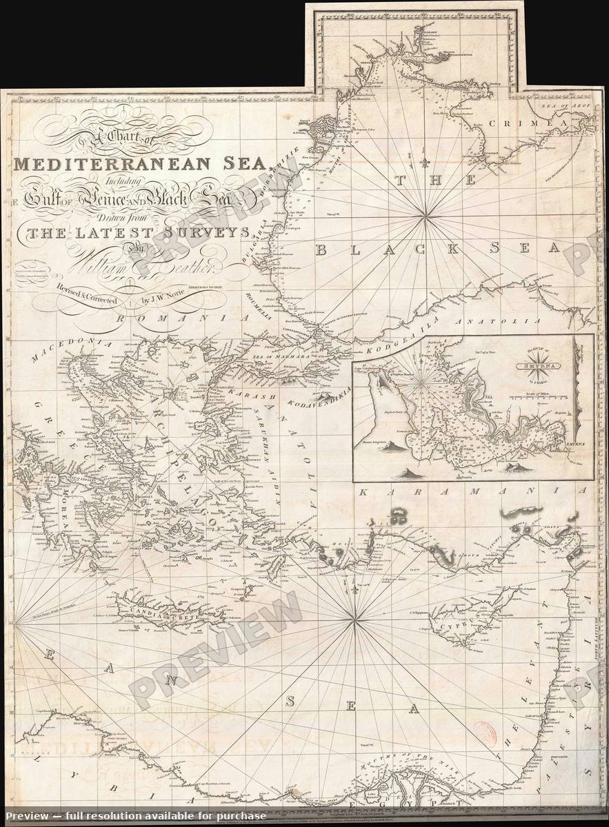Antique map: Mediterranean Sea East, 1822, 1822