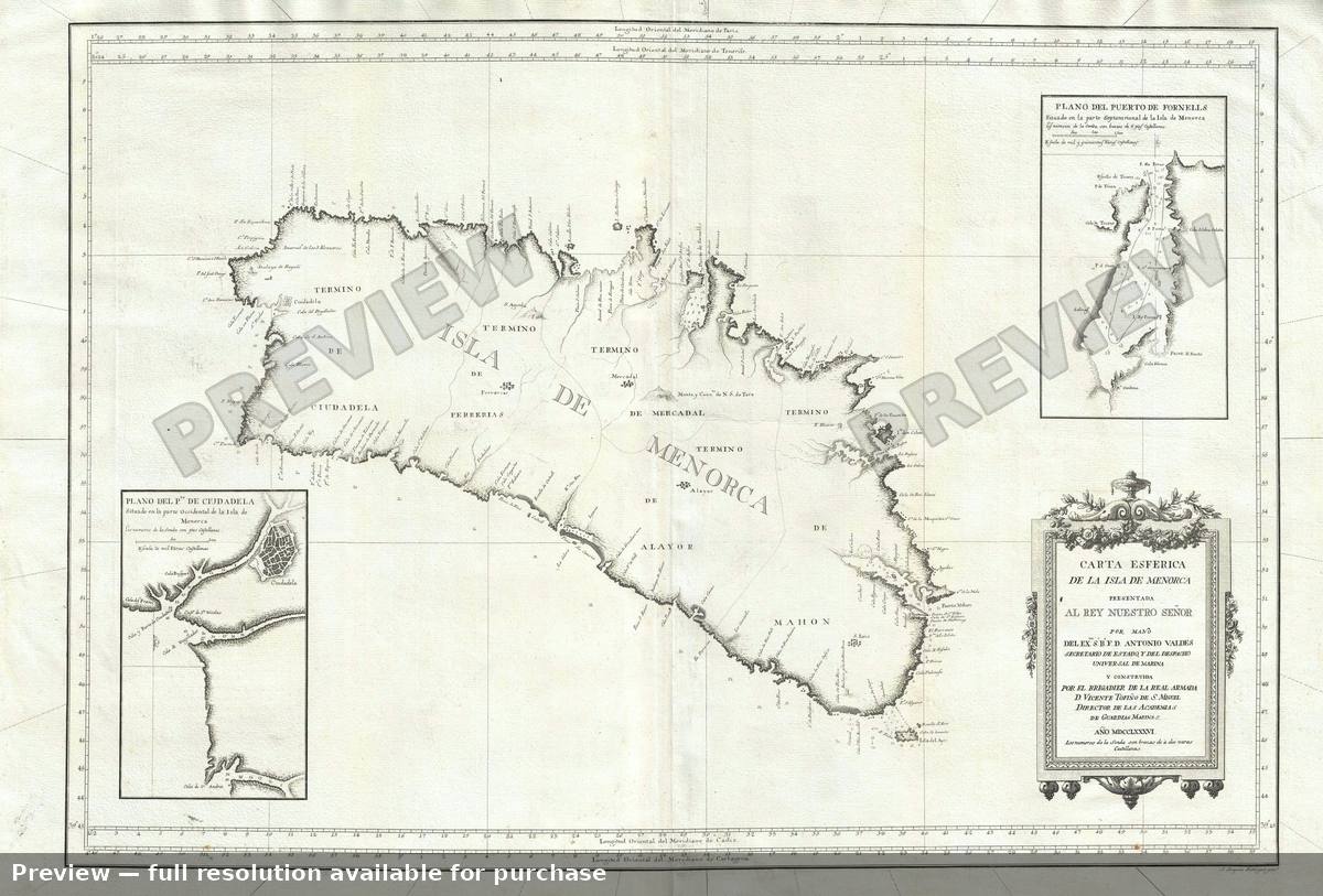 Antique map: Menorca, 1786, 1786