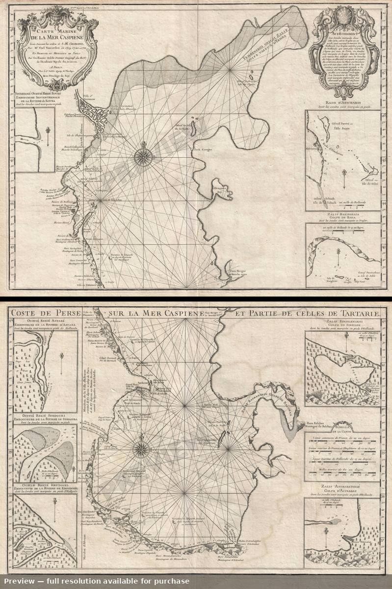 Antique map: Mer Capsiene, 1721, 1721