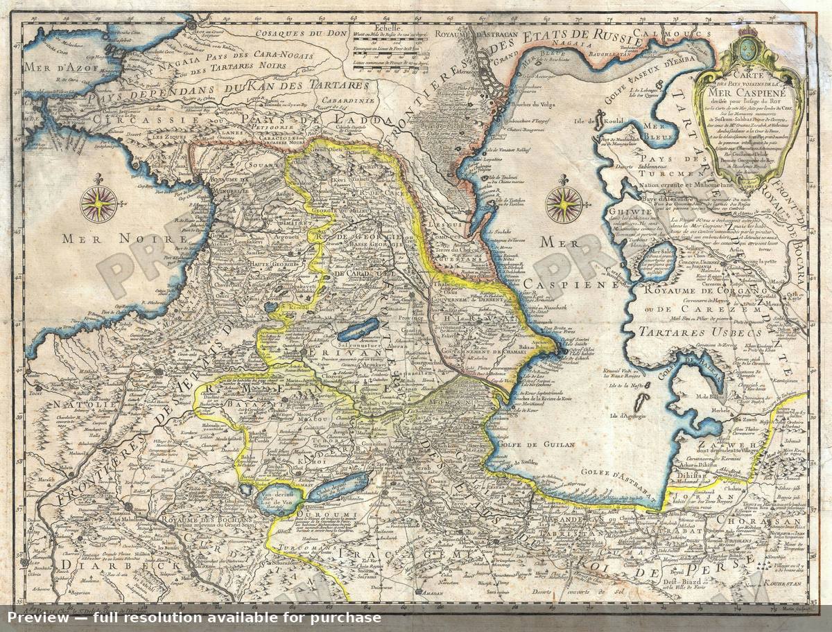 Antique map: Mer Caspiene, 1723, 1723