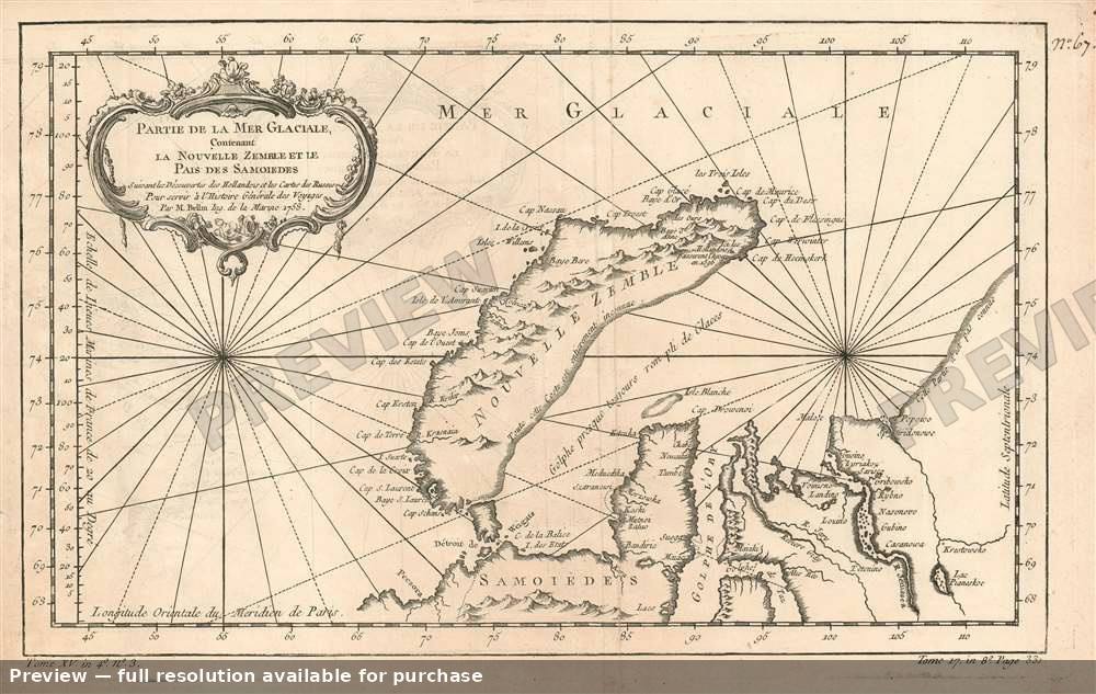 Antique map: Mer Glaciale, 1780, 1780