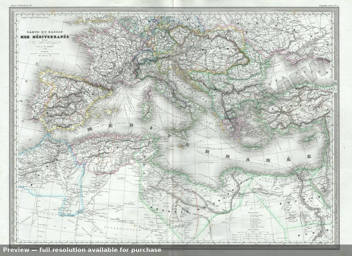 Antique map: Mer Mediterranee, 1860