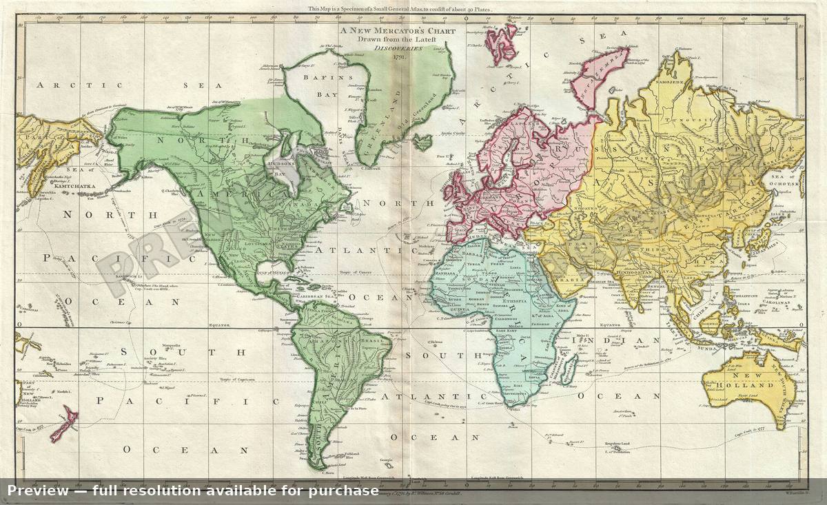 Antique map: Mercators Chart, 1792, 1792