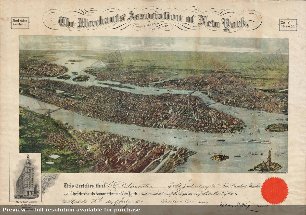 Antique map: Merchants Association Cert, 1897, 1897