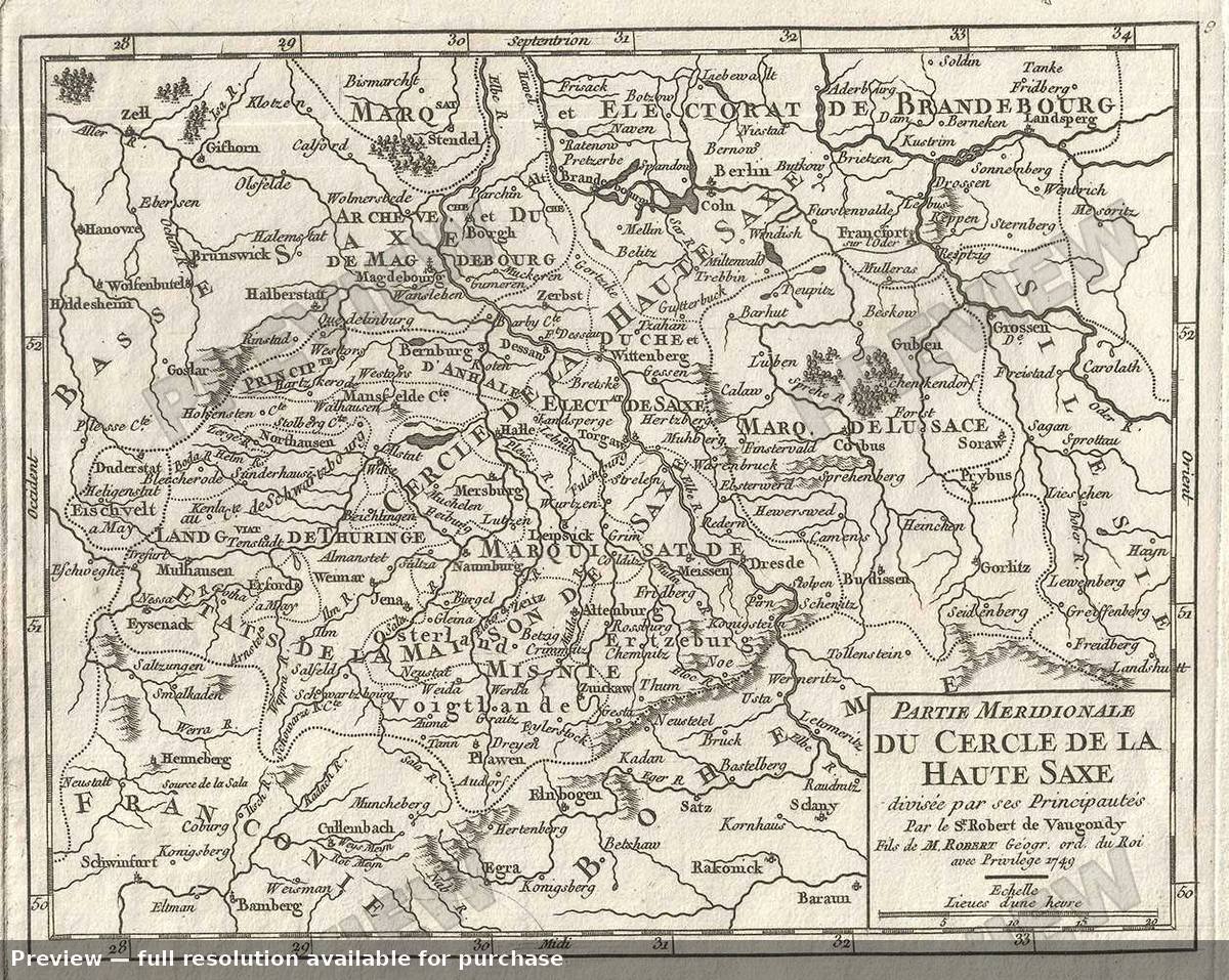 Antique map: Merid Haute Saxe, 1748, 1748