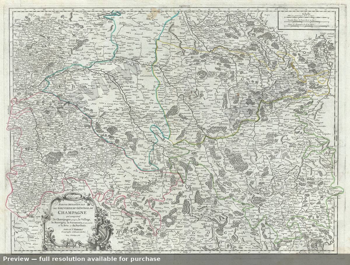 Antique map: Meridionale Champagne, 1757, 1757