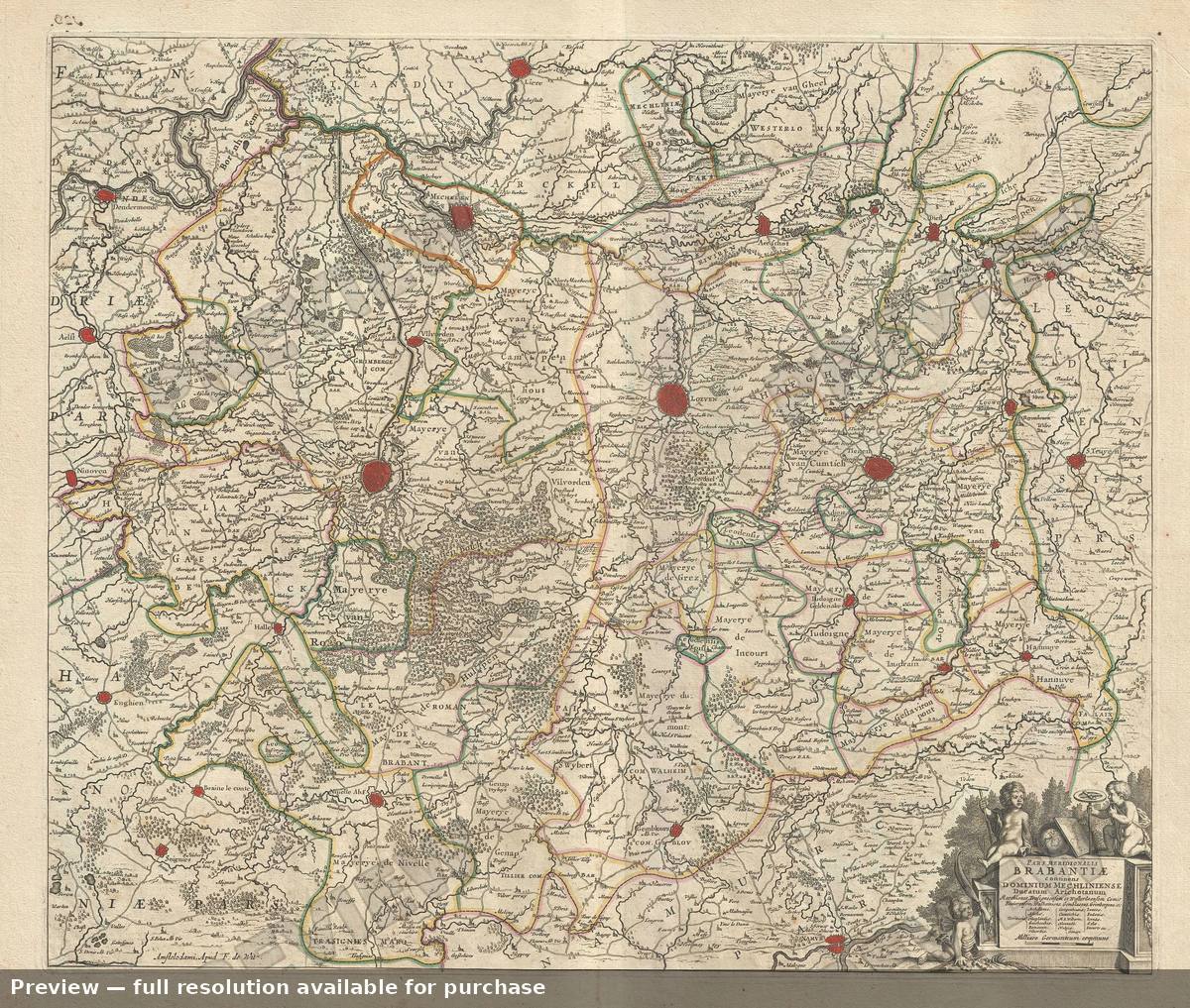 Antique map: Meridionalis Brabantiae, 1721