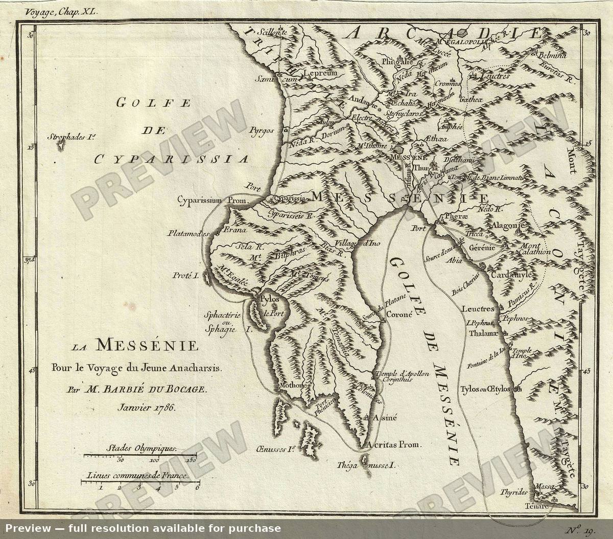 Antique map: Messenie, 1791