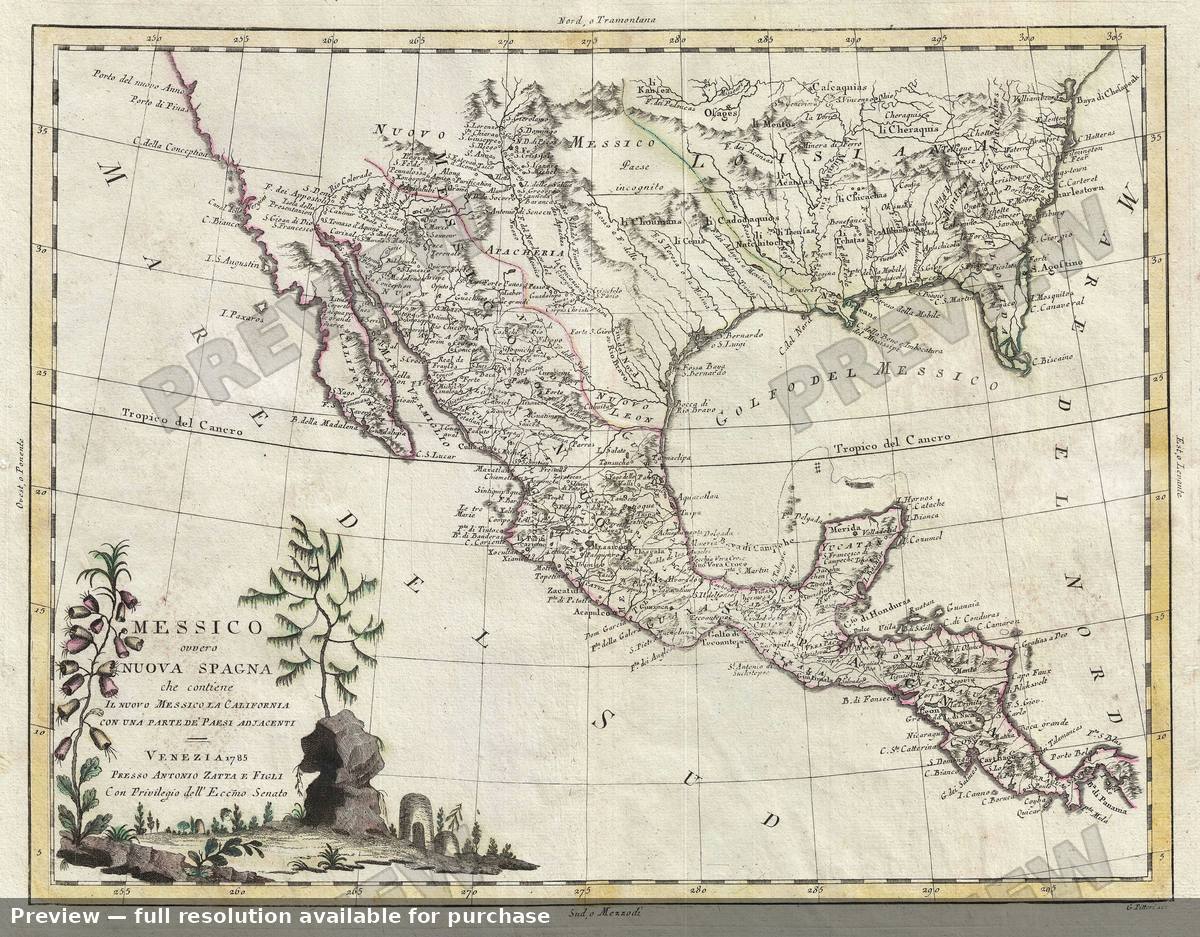 Antique map: Messico, 1785