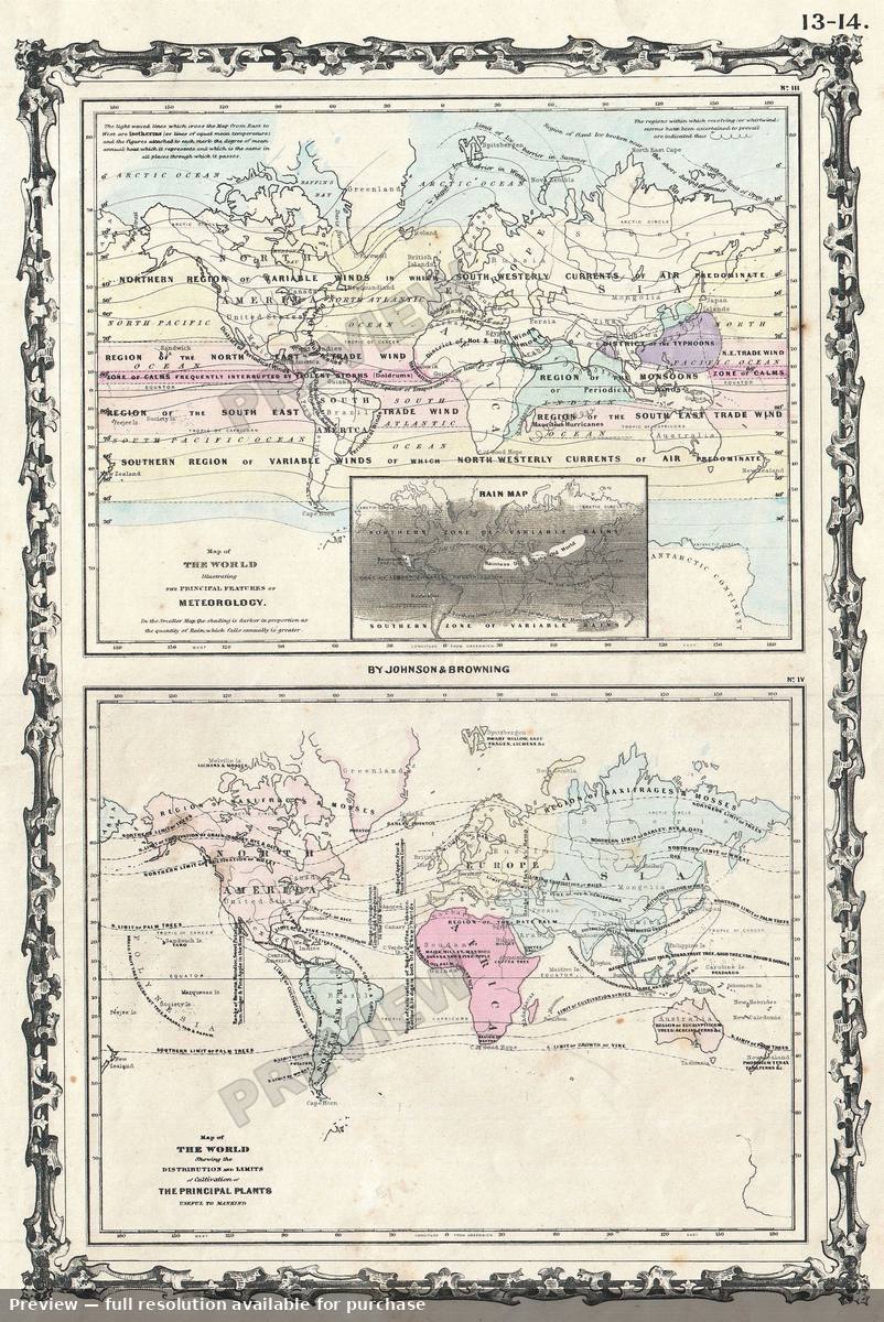 Antique map: Meteorology, 1862, 1862