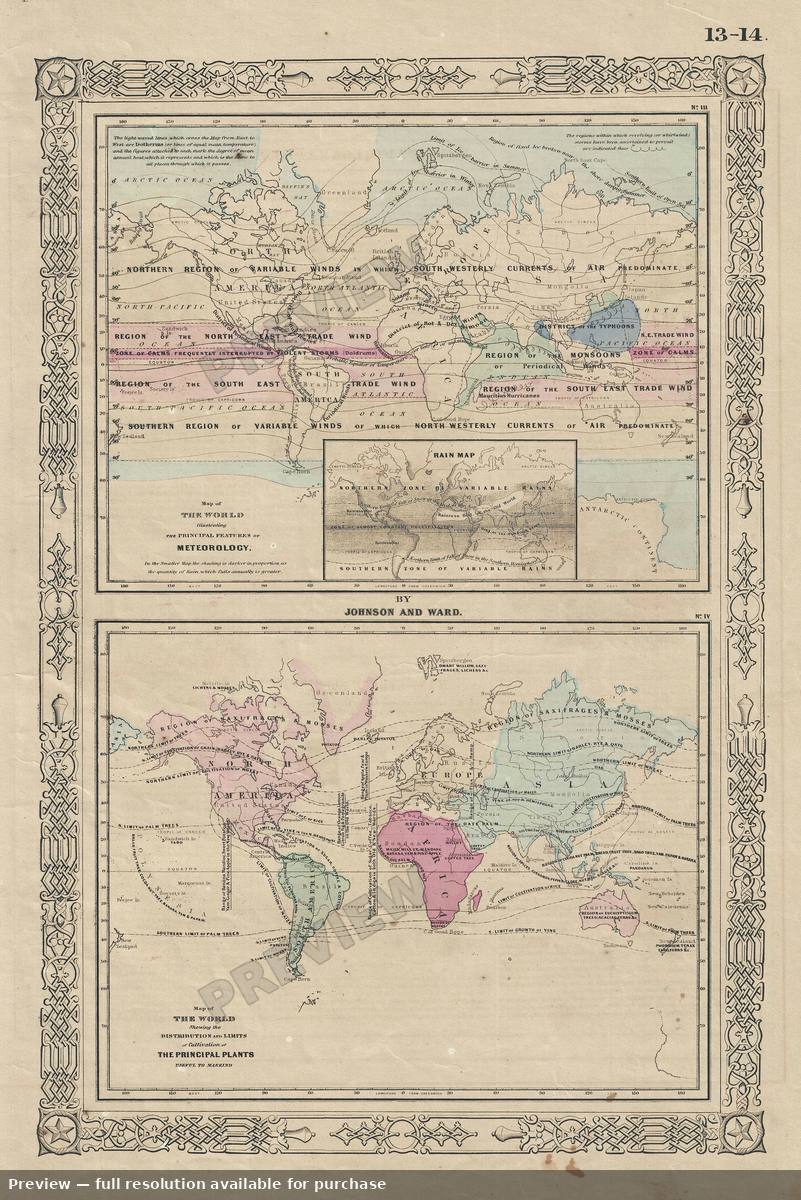 Antique map: Meteorology, 1863, 1863