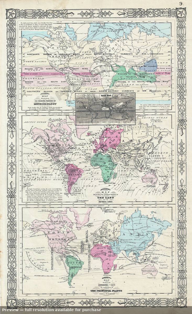 Antique map: Meteorologycotidal, 1864, 1864