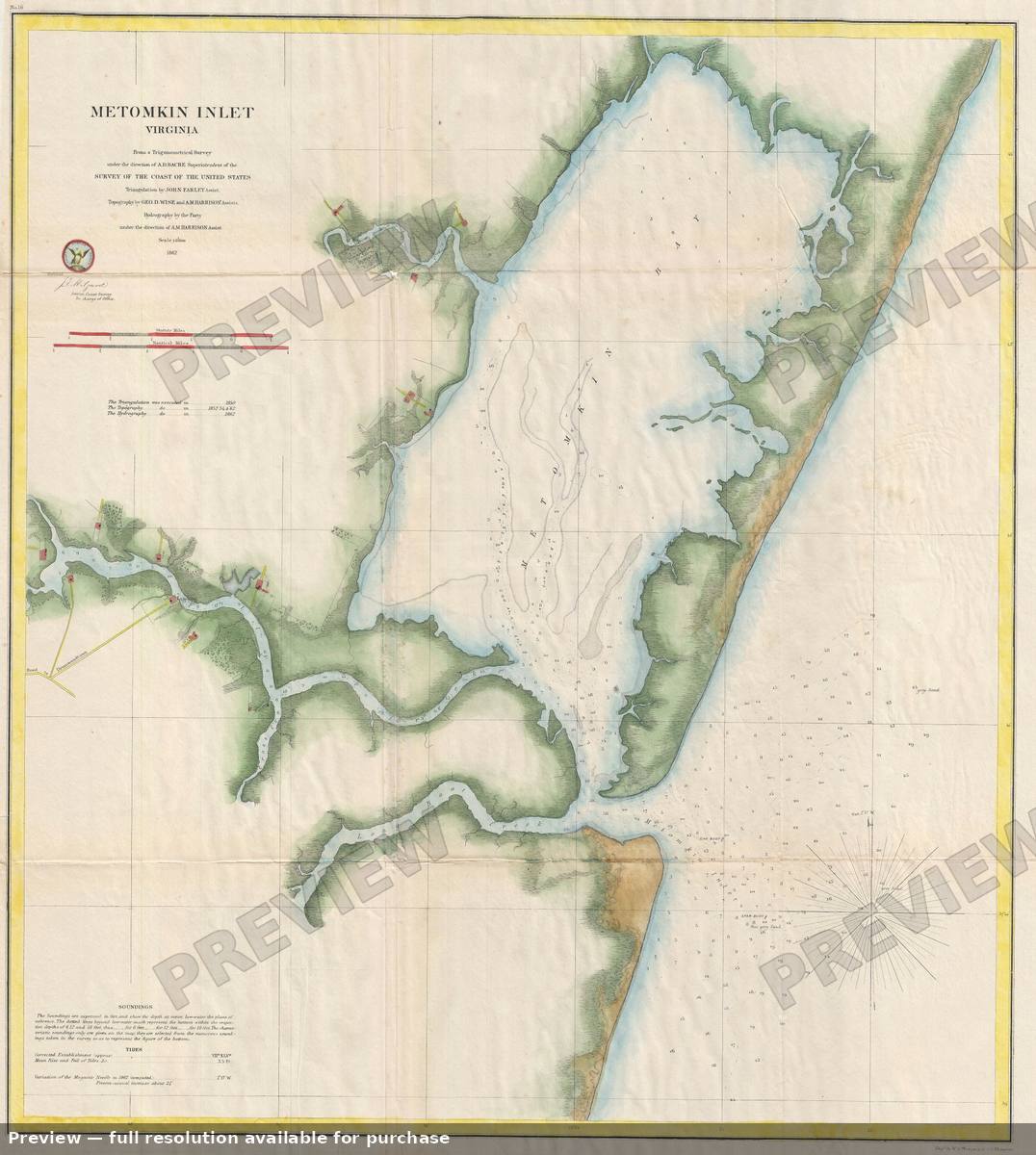 Antique map: Metomkin Inlet Virginia, 1862, 1862