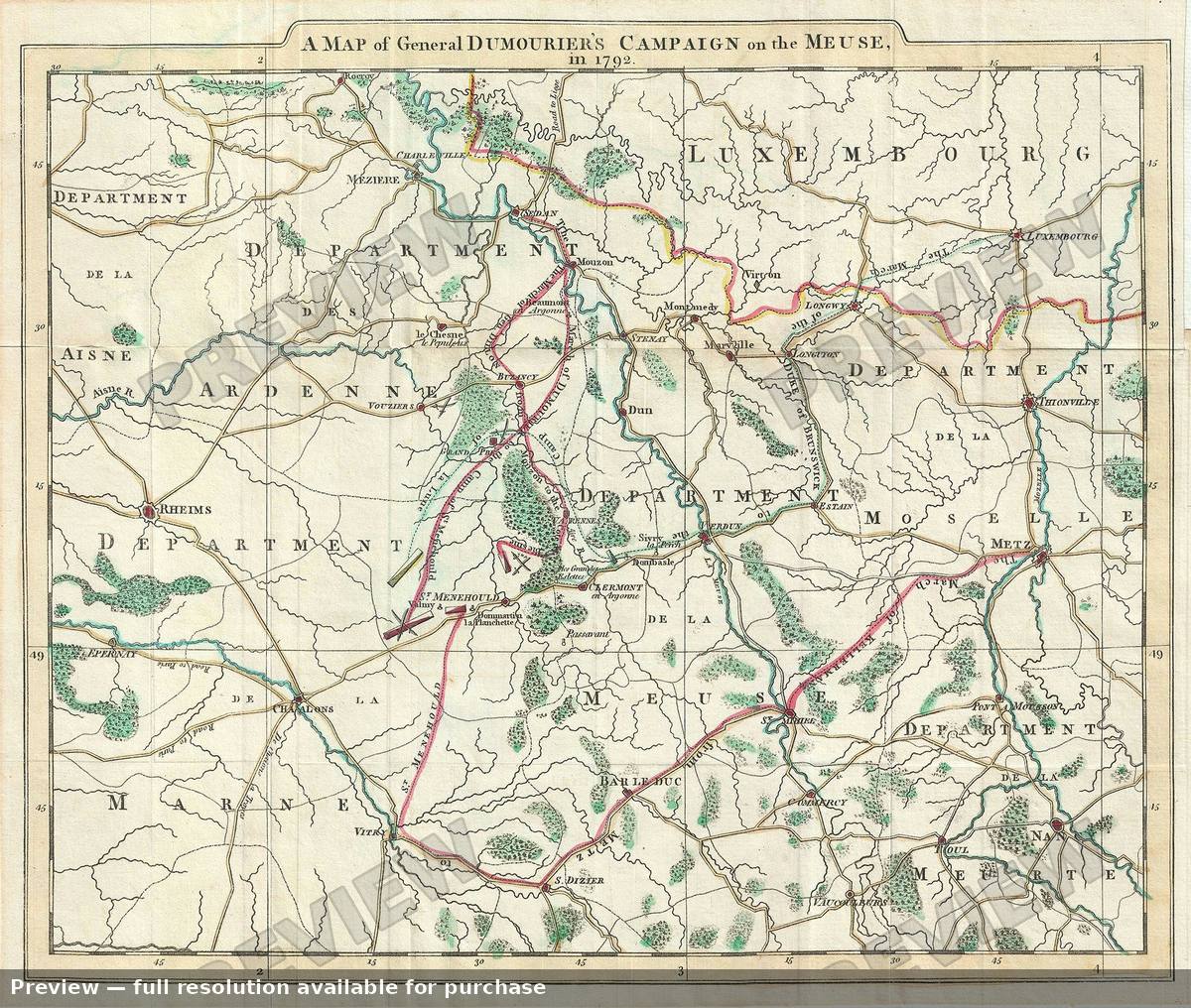 Antique map: Meuse, 1797, 1797