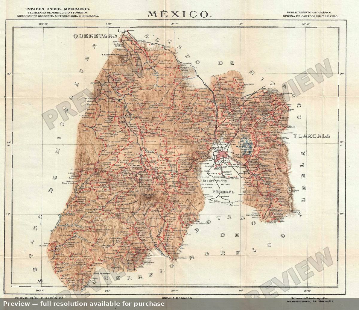 Antique map: Mexico, 1942