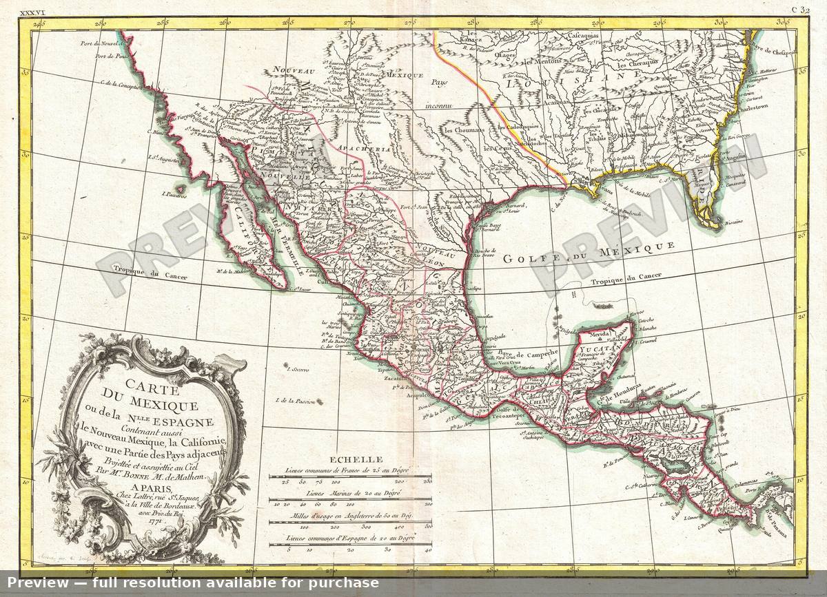 Antique map: Mexico, 1771